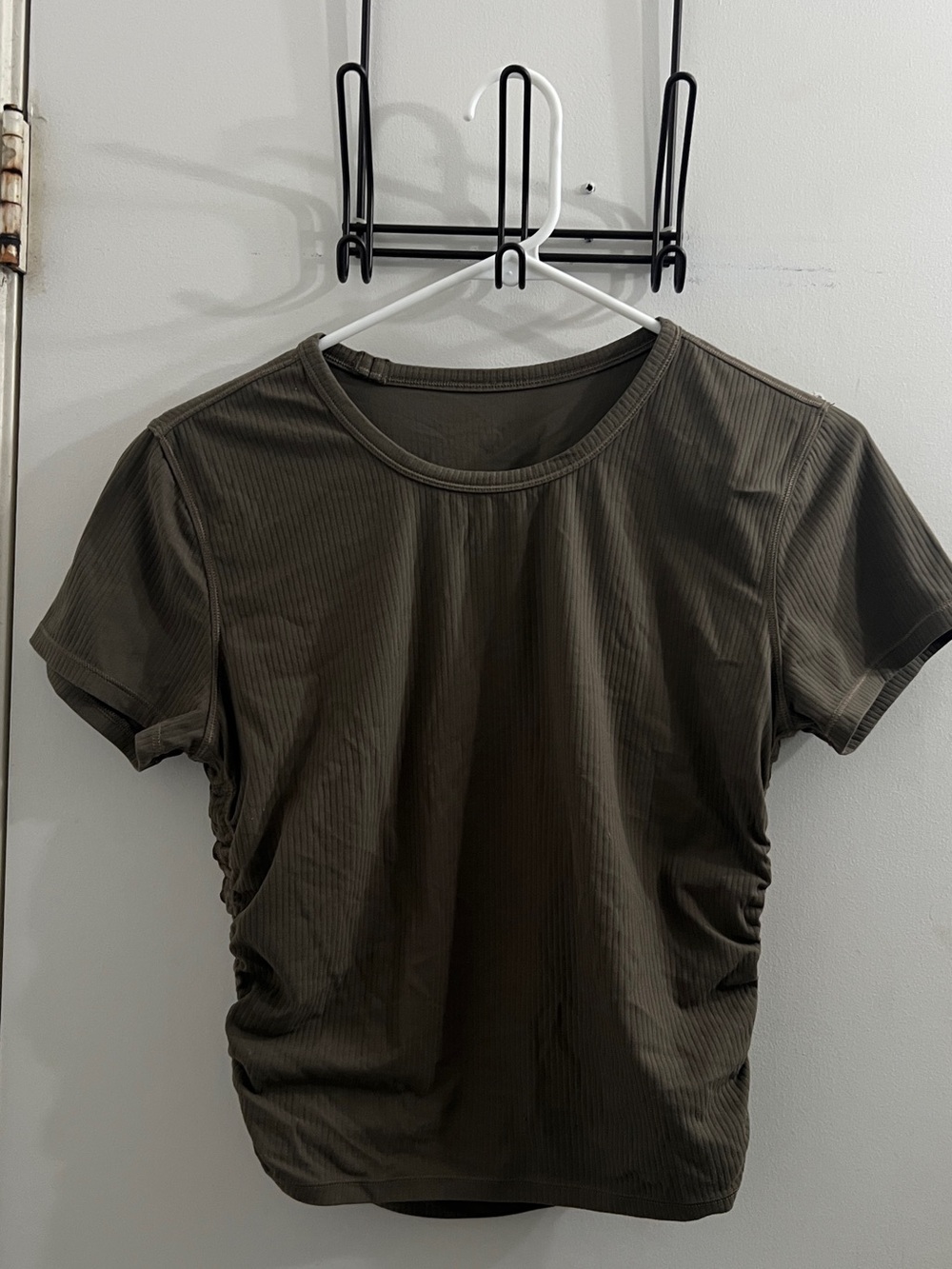 Lululemon Women’s Ribbed Ruched Side Short Sleeve Top Olive Green